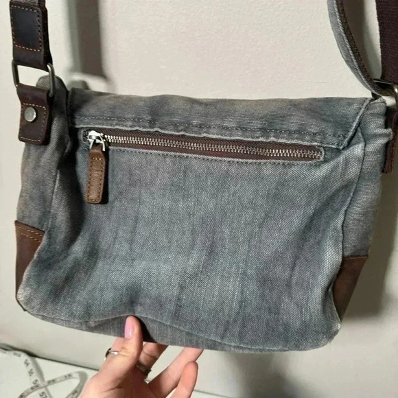 Da van denim & genuine leather crossbody bag boho grunge western - Picture 4 of 7